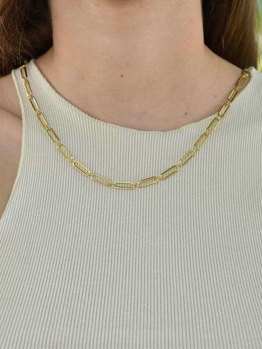 Raquel Chain Gold 4mm Αλυσίδα Λαιμού Ανοξείδωτο Ατσάλι 316l 50 Cm