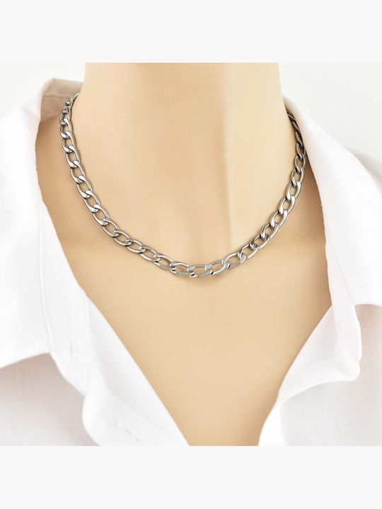 Avalon Chain Silver 7mm Αλυσίδα Λαιμού Ανοξείδωτο Ατσάλι 316l 50 Cm