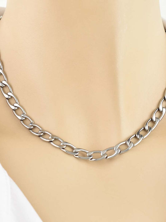 Avalon Chain Silver 7mm Neck Chain Stainless Steel 316L 40 cm