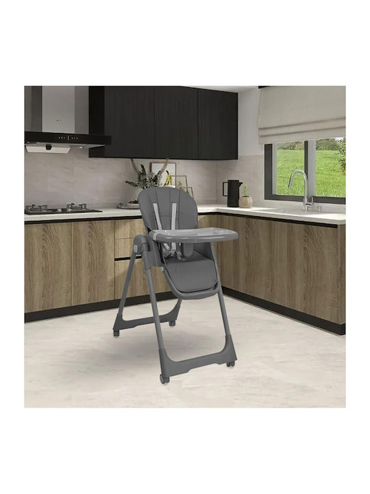 Bebe Stars Milk Foldable Highchair 2 in 1 with Adjustable Height Gray
