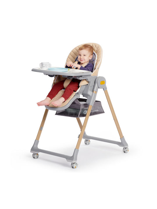 Kinderkraft Lastree Foldable Baby Highchair 2 in 1 with Adjustable Height Grey / Beige