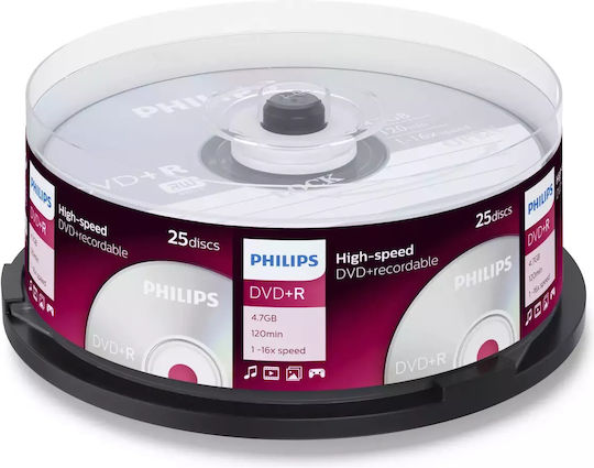 Philips Recordable DVD+R 16x 4.7GB Cake Box 25pcs