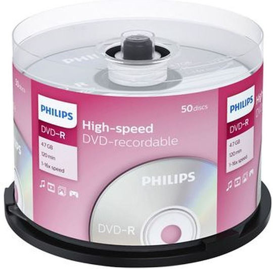 Philips DM4S6B50F Beschreibbare DVD-R 16x 4.7GB Kuchenbox 50Stück