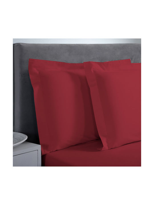 Aslanis Home Satin Plain Set Față de Pernă Oxford Cabernet 50x80cm.