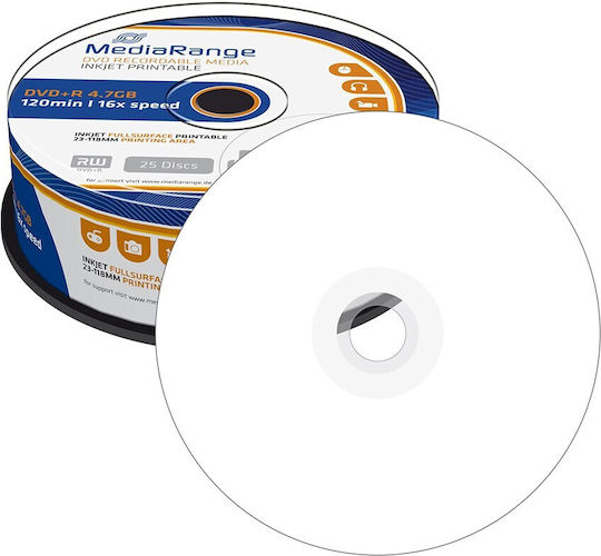 MediaRange Εγγράψιμα DVD+R 16x 4.7GB Cake Box 25τμχ