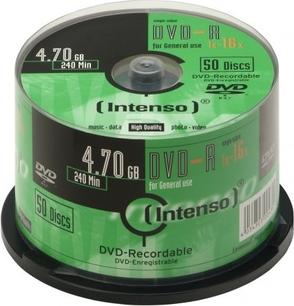 Intenso Εγγράψιμα DVD-R 16x 4.7GB Cake Box 50τμχ