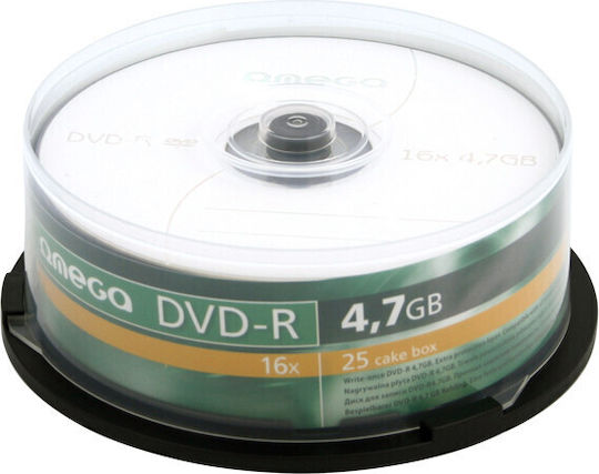 Omega Inscripționabile DVD-R 16x 4.7GB Cutie pentru prăjituri 25buc