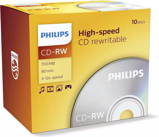 Philips Wiederbeschreibbare CD-RW 12x 700MB 10Stück