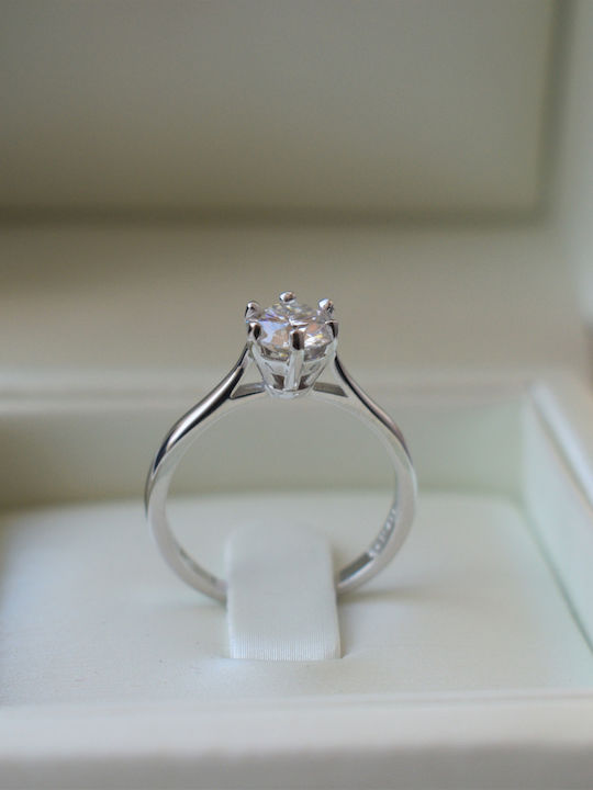 White Gold Single Stone Ring 18K Moissanite White Gold Single Stone Ring 18K Moissanite