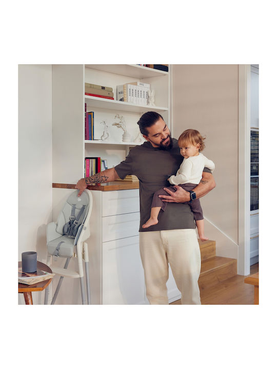 Kinderkraft Dinnly Αναδιπλούμενο Καρεκλάκι Φαγητού 2 in 1 Γκρι