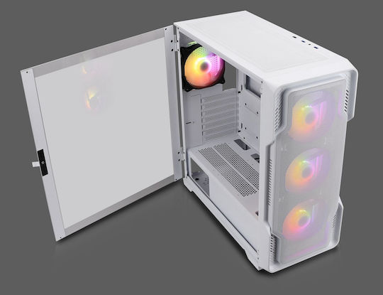 Nanoxia DS-9 ARGB TG-Mesh Airflow Gaming Midi-Turm Computergehäuse mit Seitenfenster Weiß