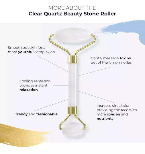 Ролер за Масаж на Лице Прозрачен Кварц Rock Crystal Face Roller
