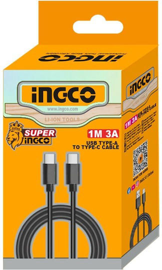 Ingco USB 2.0 Cable USB-C male - USB-C Μαύρο 1m IUCC02