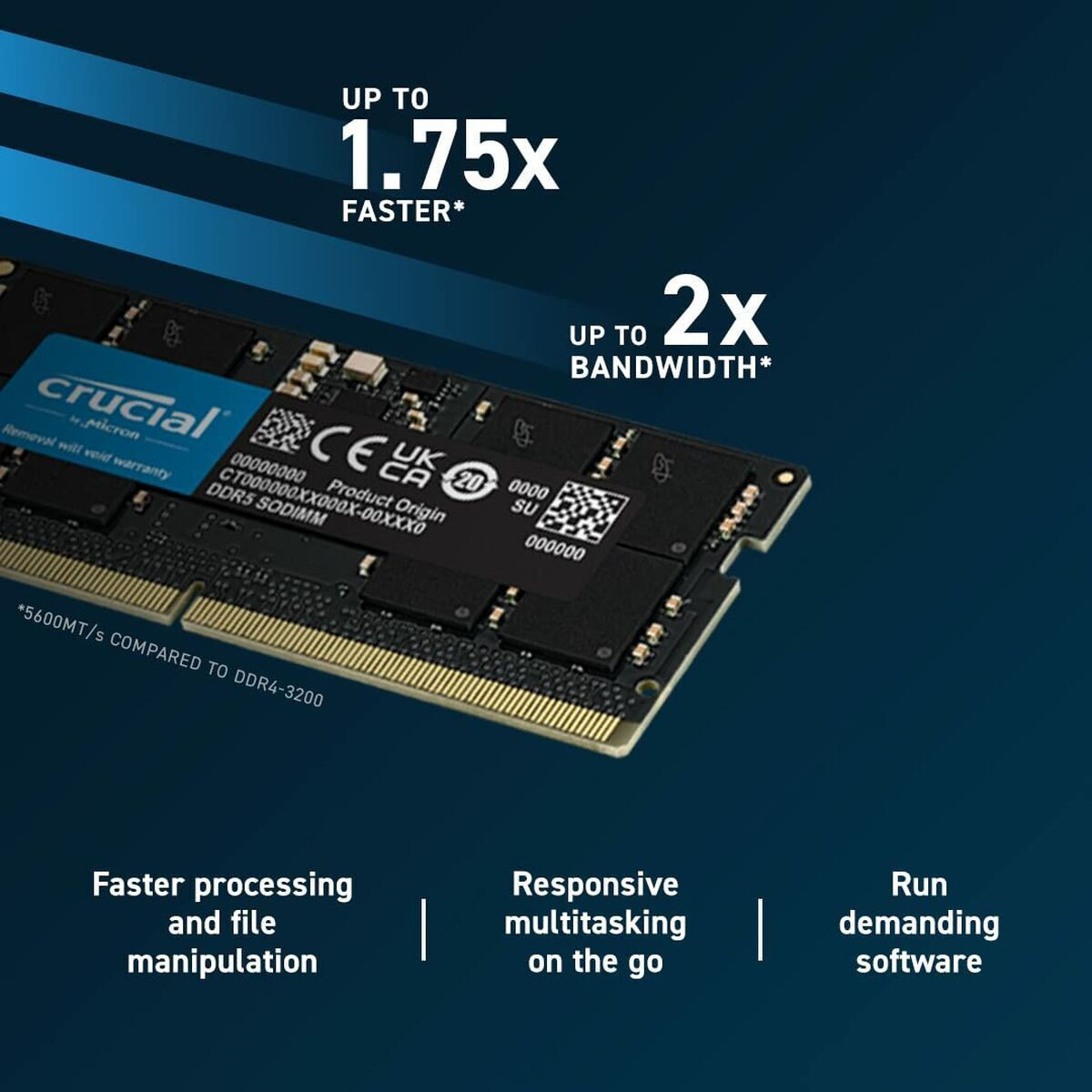 Crucial 8GB DDR5 RAM cu Viteză 5600 pentru Laptop (CT8G56C46S5