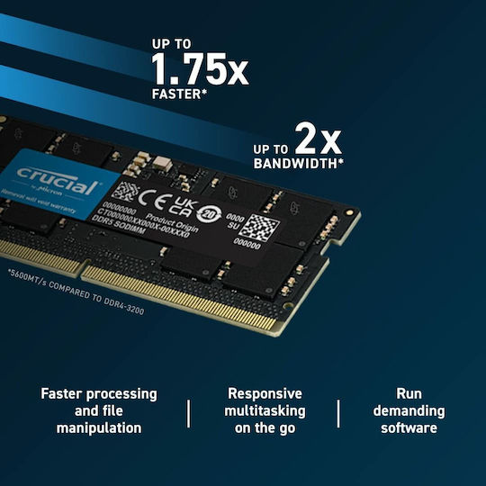 Crucial 8GB DDR5 RAM cu Viteză 5600 pentru Laptop (CT8G56C46S5
