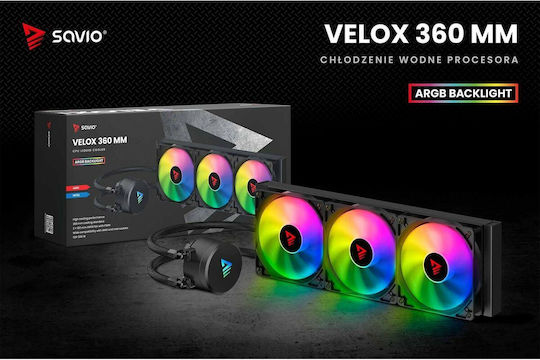 Savio VeloX 360mm Υδρόψυξη AIO CPU με 3 Ανεμιστήρες 120mm και ARGB Φωτισμό