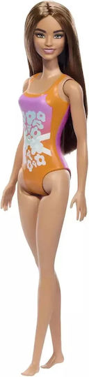 Păpușă Barbie Brunetă Costum de Baie Floral
