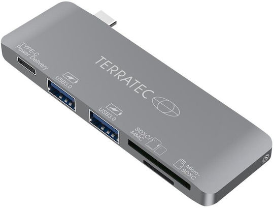 TerraTec Connect C7 Hub 2 Ports USB 3.2 with USB-C Connection Gray