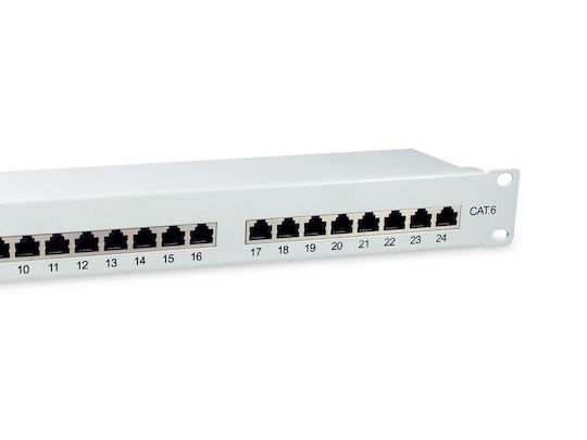 Equip Patch Panel Shielded για Rack 1U 19" 24 Θυρών cat6 Γκρι