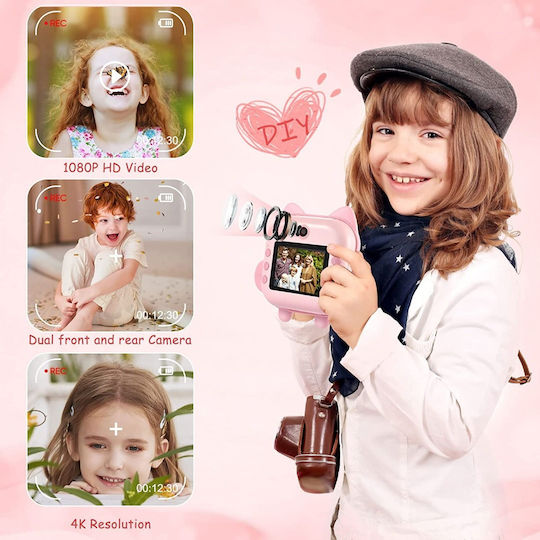 M2 Cute Rabbit Compact Φωτογραφική Μηχανή 48MP με Οθόνη 2.4" Θερμικής Εκτύπωσης Κίτρινη