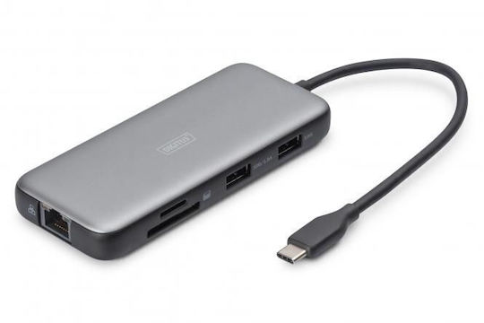 Digitus USB-C Docking Station με HDMI 4K PD Ethernet Γκρι (DA-70915)