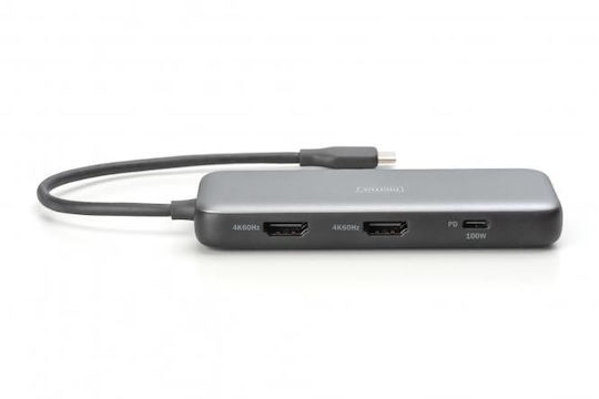Digitus USB-C Docking Station με HDMI 4K PD Ethernet Γκρι (DA-70915)