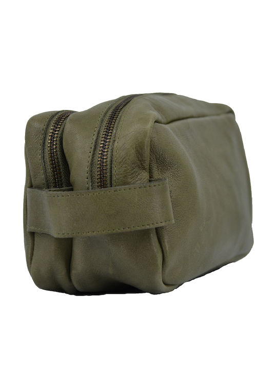 Leather 100 Leather Pouch-Necessaire Code 04-bag-ilbs-6004 Green
