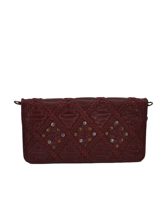 Leather 100 Leather Women's Wallet Bag Code 04-bag-ilbs-6209 Burgundy