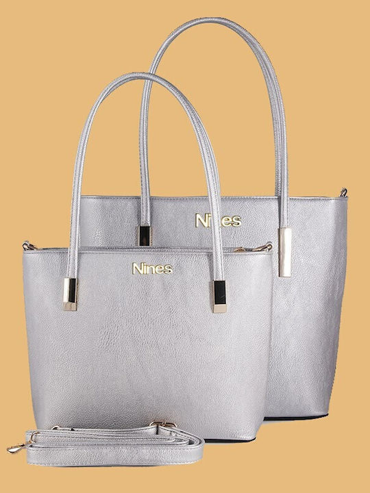 Nines Set of 2 Shoulder Bags 0171511 Silver