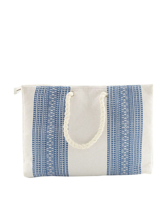 Τσάντα Ώμου Marilou Cotton Woven Bag 53×37×22cm Bds-1842-white-blue Γυναικείο