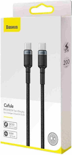 Baseus Cafule USB 2.0 Кабел USB-C Мъжки - USB-C 100W Захранване PD Черен 2m CATKLF-ALG1