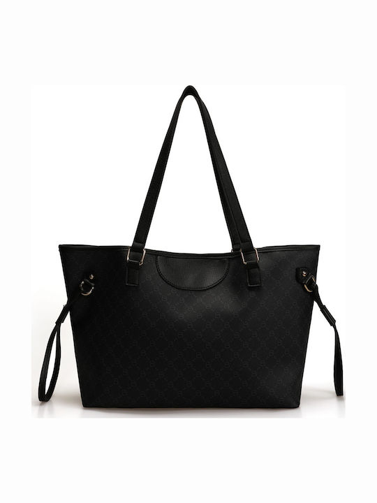Shopper Handtasche Lucky Bees 355 V2 Schwarz Grau Kunstleder 50x15x28 cm 671lkb1521