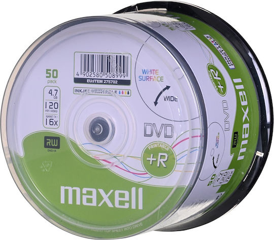 Maxell Beschreibbare DVD+R 16x 4.7GB Kuchenbox 50Stück