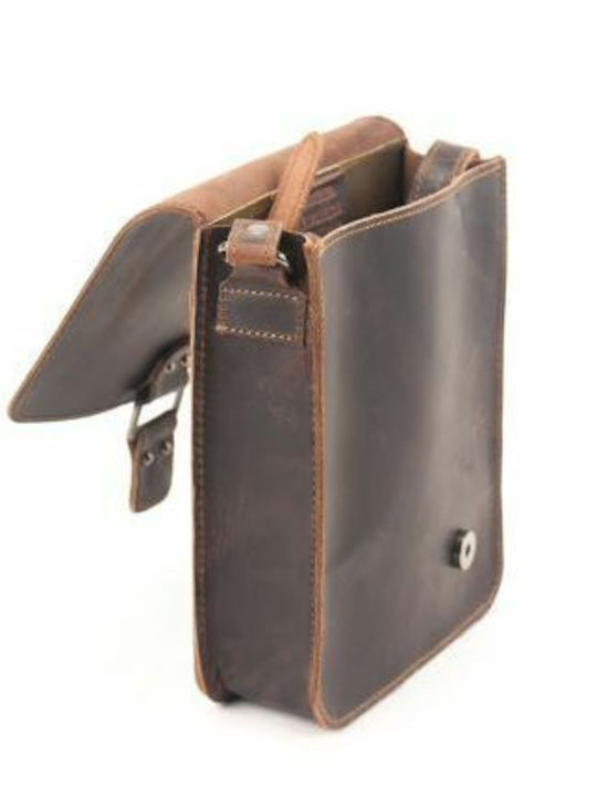 Kouros Leather Men's Shoulder Bag Flap 723 Brown