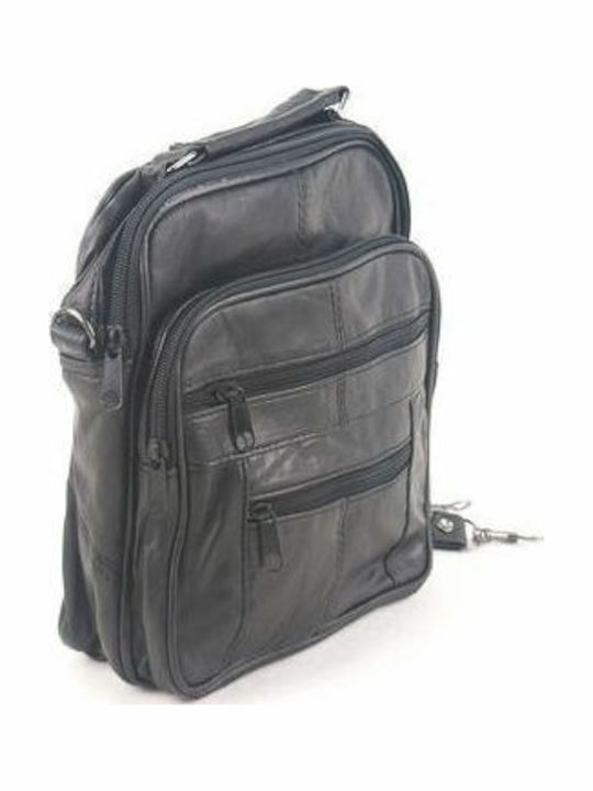 Kouros Leather Men's Shoulder Bag 57-2 Black