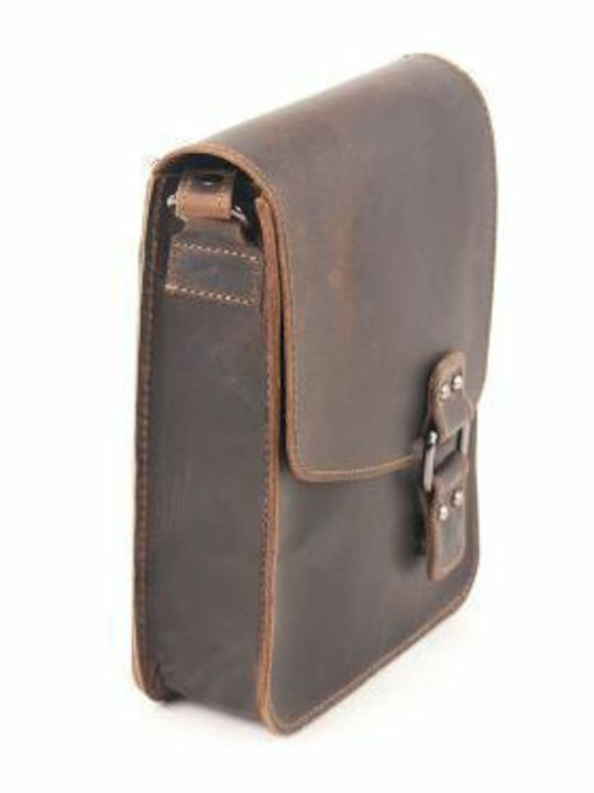 Kouros Leder Herren Schultertasche mit Klappe 723 Braune