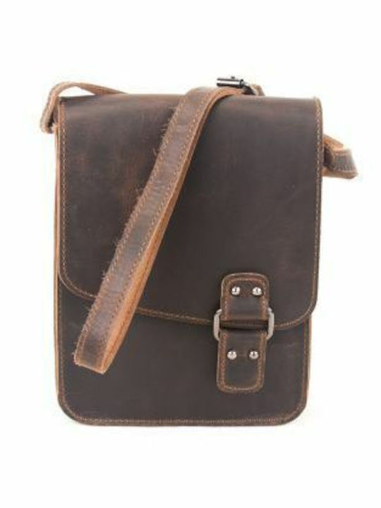 Kouros Leder Herren Schultertasche mit Klappe 723 Braune