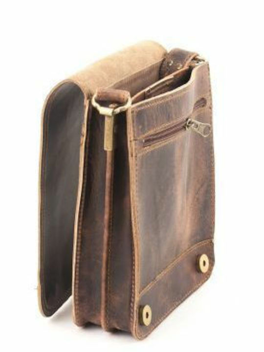 Kouros Lederne Herrentasche Schulter Klappe-323-Braune