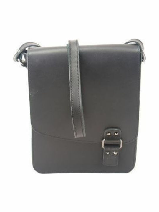 Kouros Leder Herren Schultertasche mit Klappe 724 Schwarz