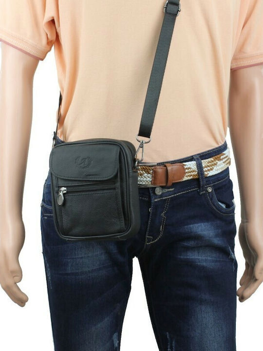 Borseta Pentru Bărbați De Talie Piele Leather Neagră Tsa.103.04.003 Annie325