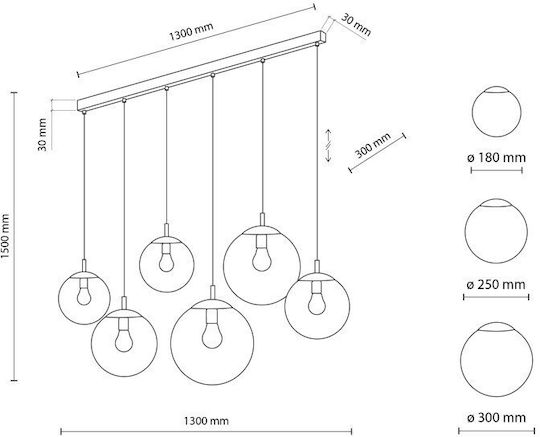 TK Lighting Κρεμαστό Φωτιστικό Μαύρο Ράγα με Ντουί E27 130x150εκ.