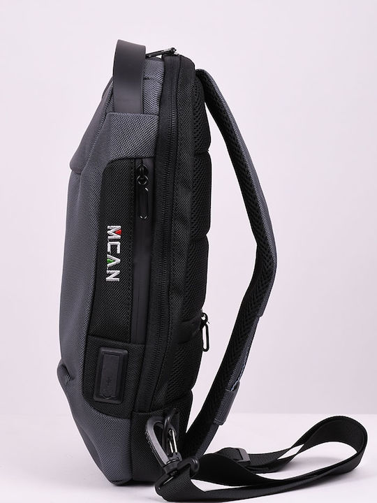 Herren Brusttasche Quaste Grau