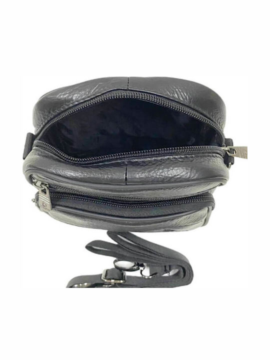 Tăsă pentru Bărbați Crossbody de Centură din Piele Naturală de Calitate Superioară Neagră