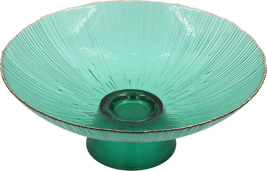Keskor Διακοσμητική Πιατέλα Γυάλινη Χρυσή 34x34x14εκ.