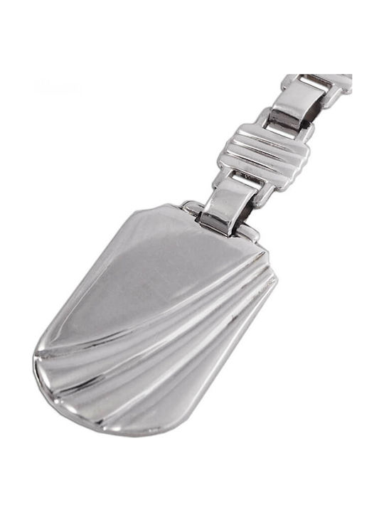 Breloc Argintiu Oval Linii 10x2cm