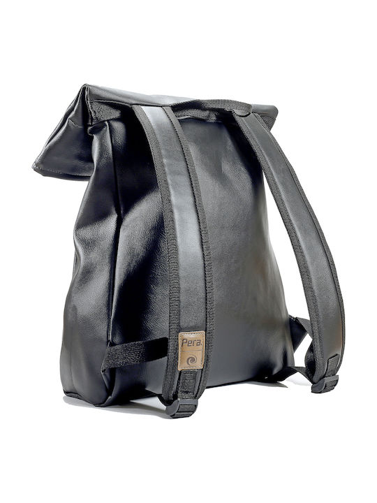 Pera Backpack Αδιαβροχο Σακιδιο Τσαντα Πλατης Χρωμα Μαυρο Unisex Pera Vegan Backpack Black