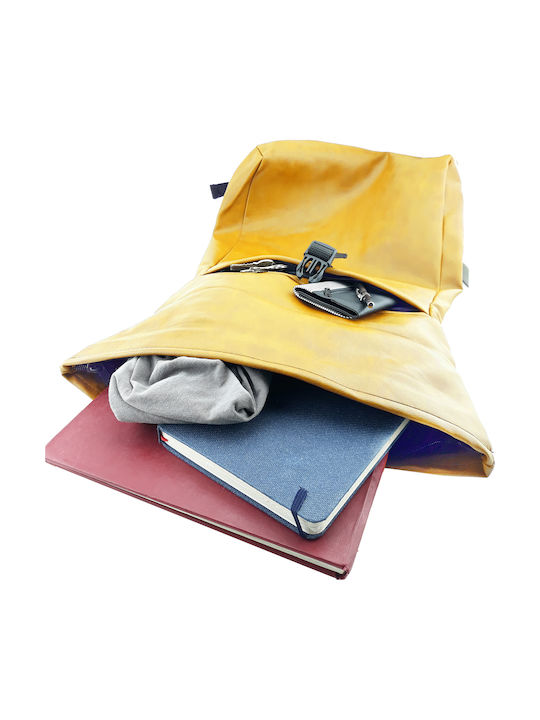 Pera Backpack Waterproof Backpack Shoulder Bag Colour Yellow Mustard Pera Vegan Backpack Yellow