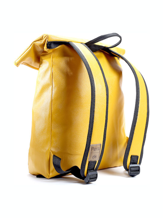 Pera Backpack Waterproof Backpack Shoulder Bag Colour Yellow Mustard Pera Vegan Backpack Yellow