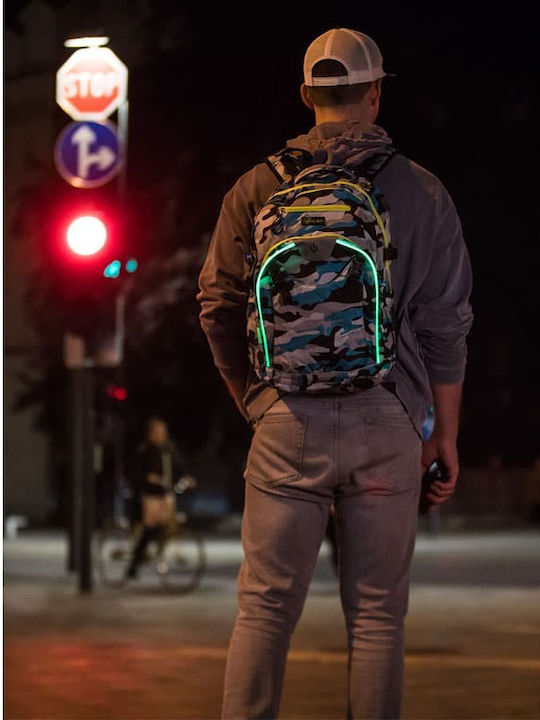 Led Wheelbee Nacht Sicht Camouflage Hellblau Rucksack