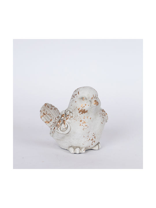 Tabletop Decorative White Concrete Bird 20.5x17x18cm Pack of 2 Pieces
